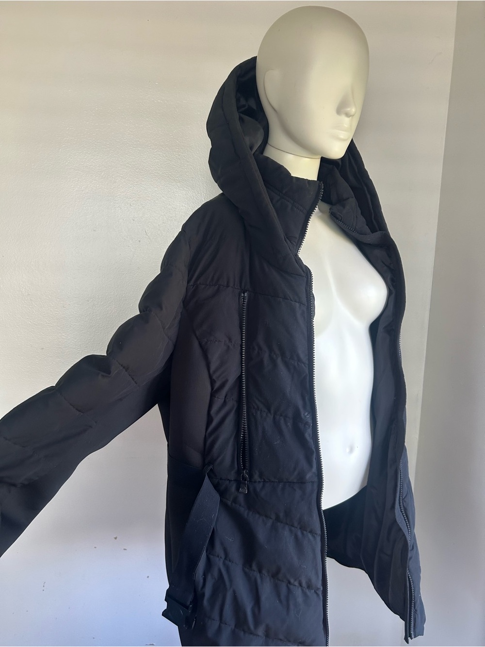 Spyder S Black Hooded Puffer Jacket - Women